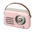 רדיו וינטג' Bluetooth ממותג עם ידית נשיאה דמוי עור